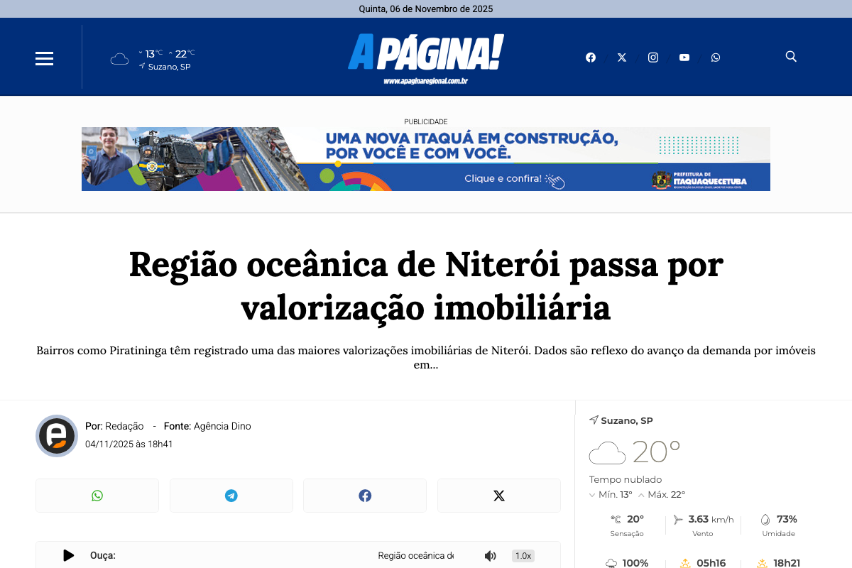 Notícia de A Página Regional