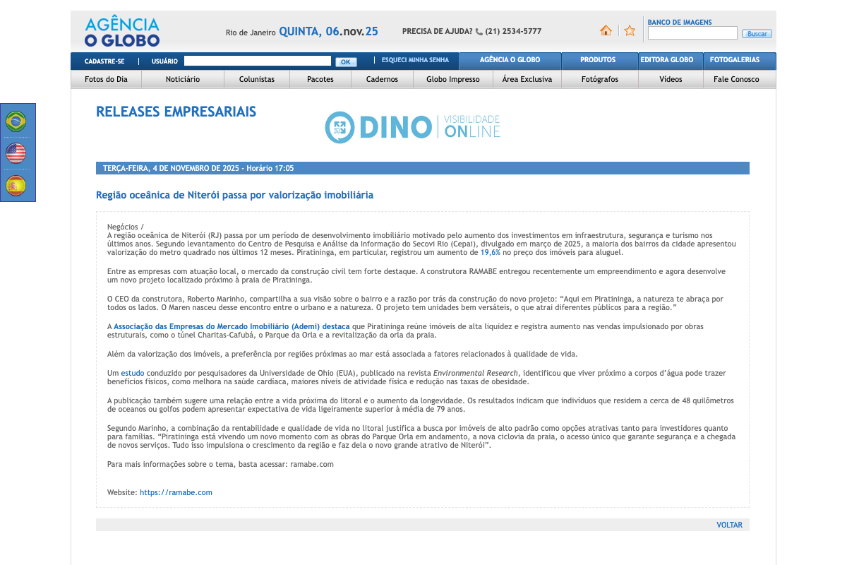 Notícia de Agência O GLOBO