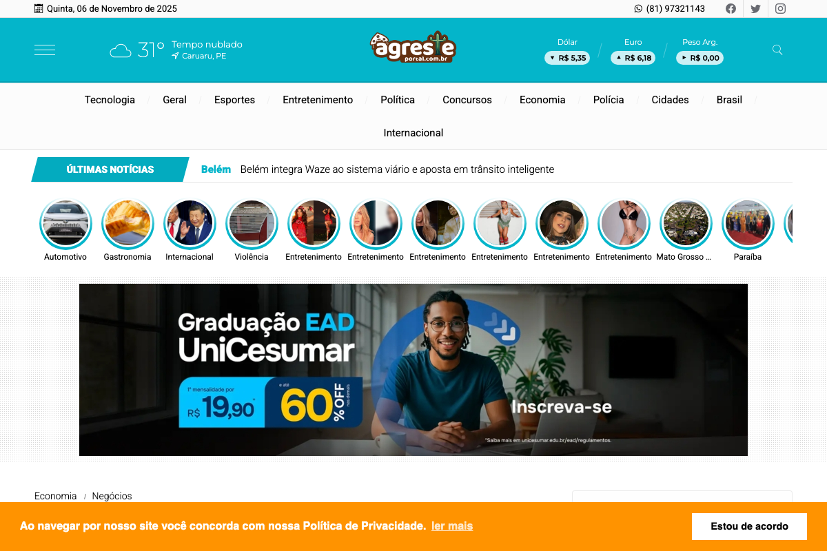 Notícia de Agreste Portal - Portal de notícias