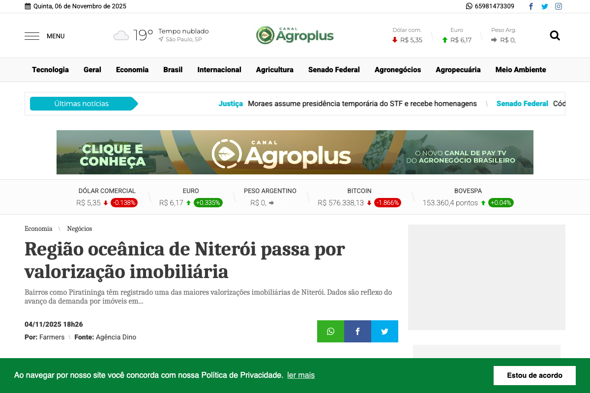 Notícia de Canal Agroplus