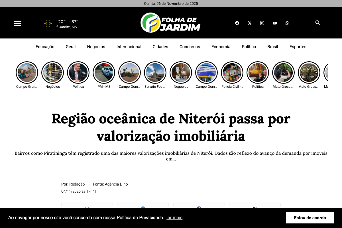 Notícia de Folha de Jardim
