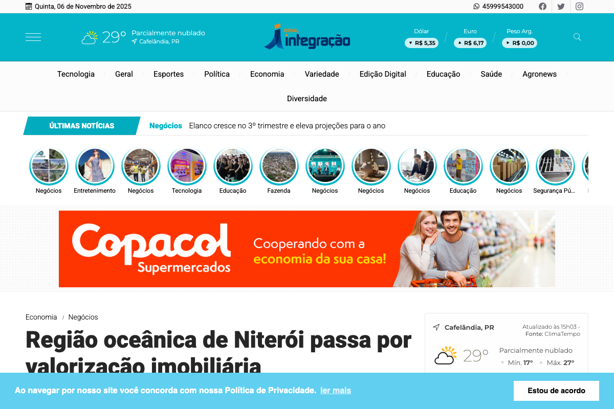 Notícia de Jornal Integração