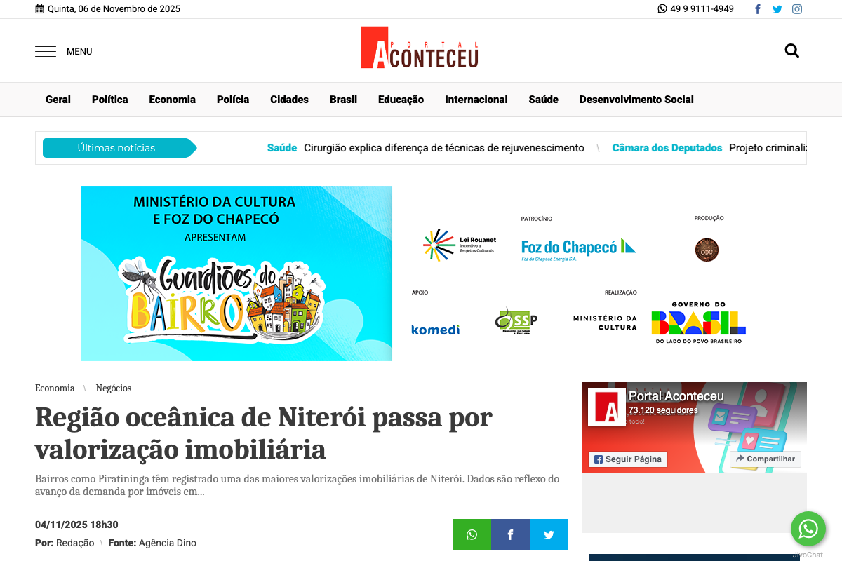 Notícia de Portal Aconteceu