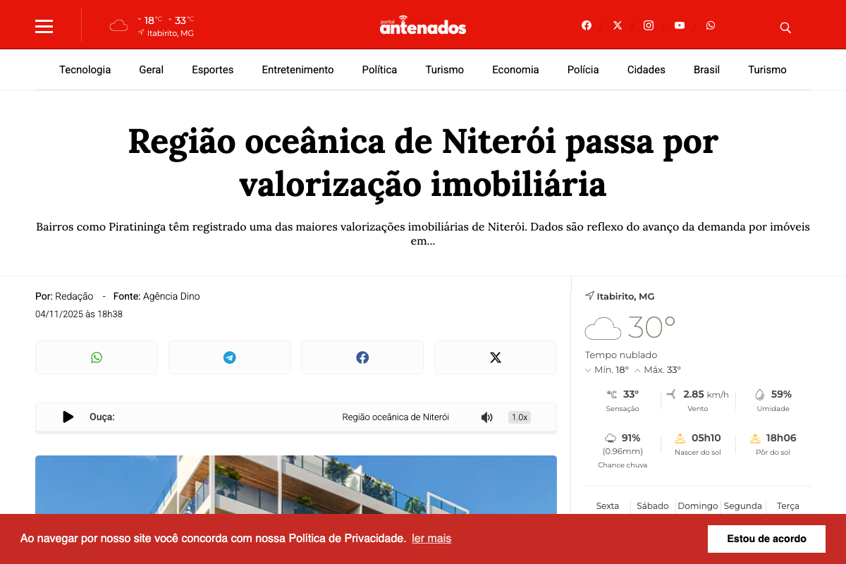 Notícia de Portal Antenados