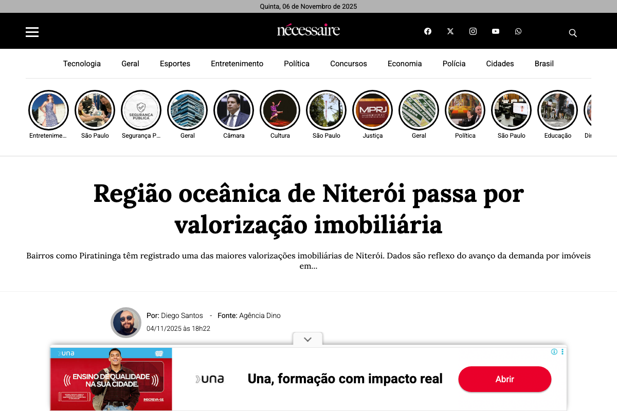 Notícia de Portal NA