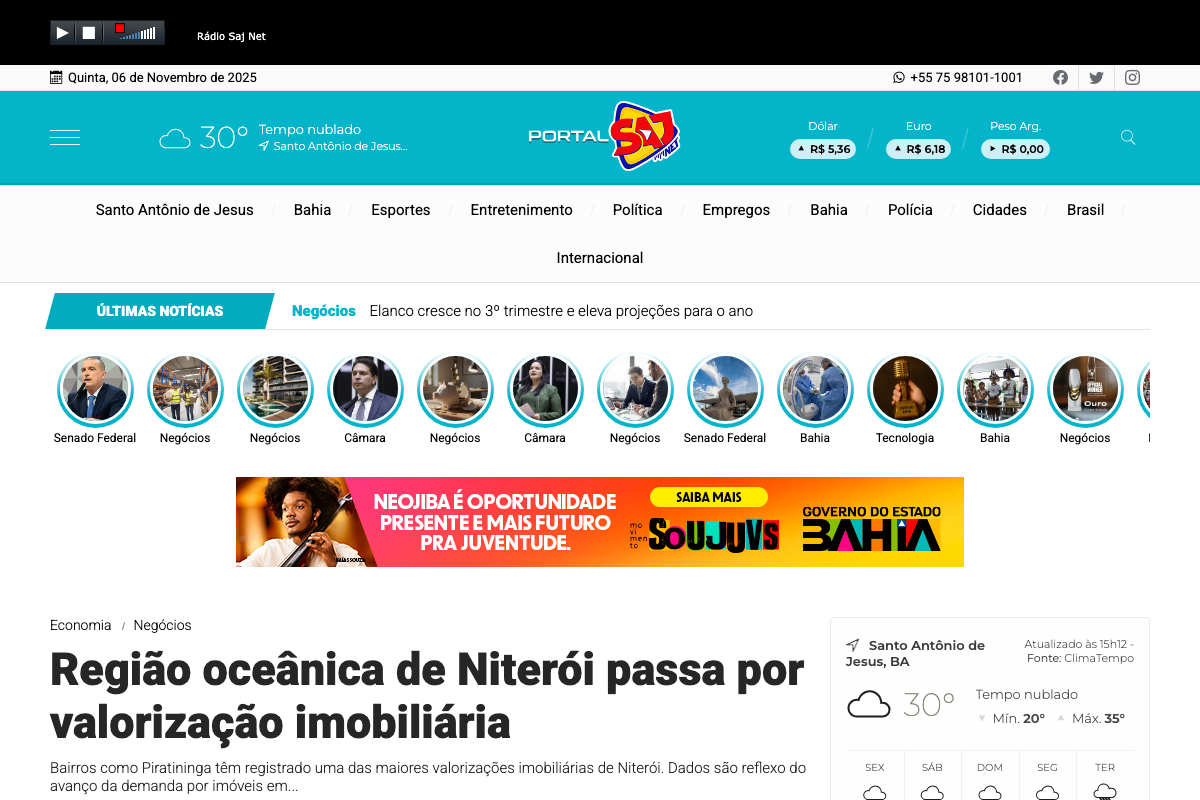 Notícia de Portal Saj Net