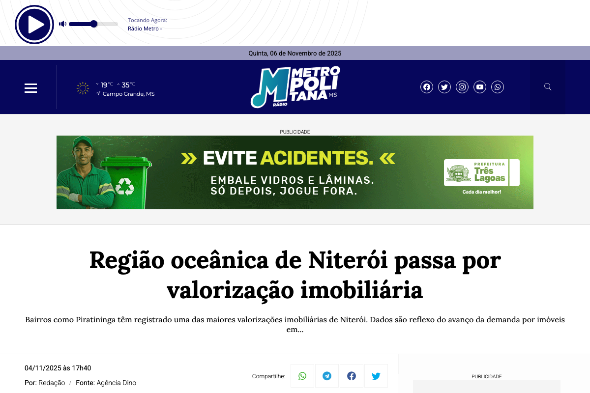 Notícia de Rádio Metropolitana MS