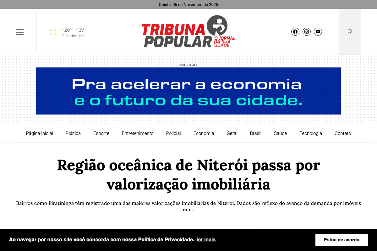 Notícia de Tribuna Popular