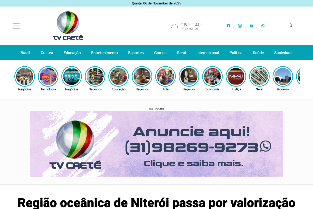 Notícia de TV Caeté