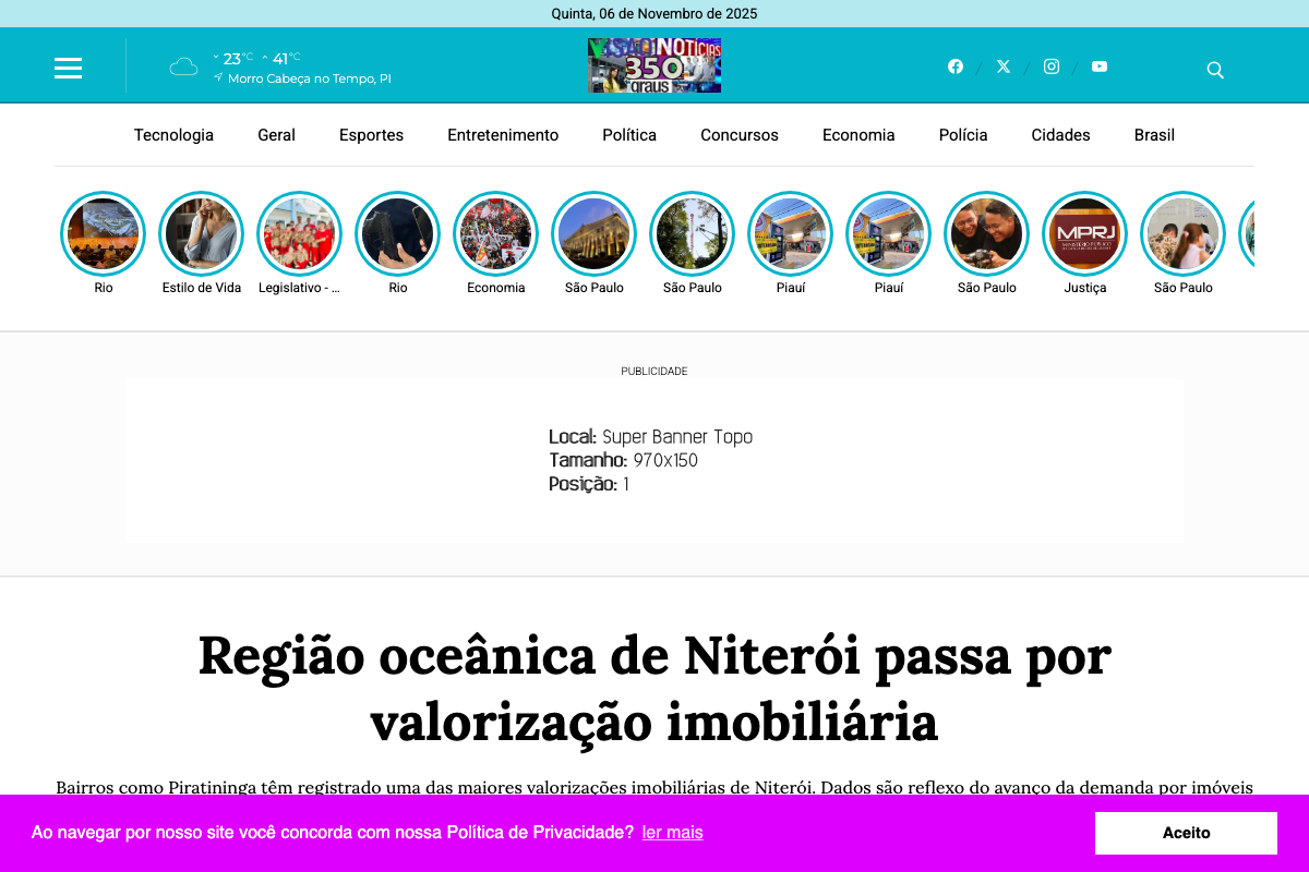 Notícia de Visão Notícias 350 graus